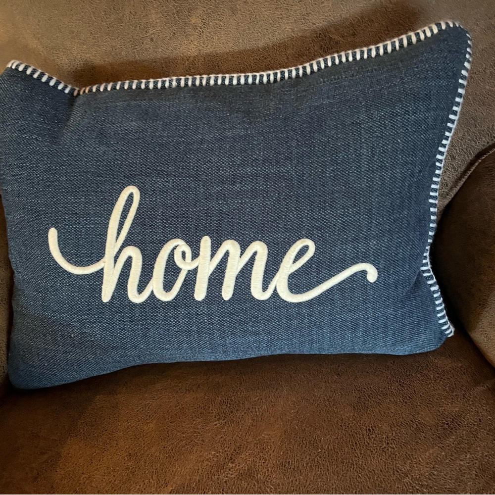 Blue and White 'Home' Accent Pillow